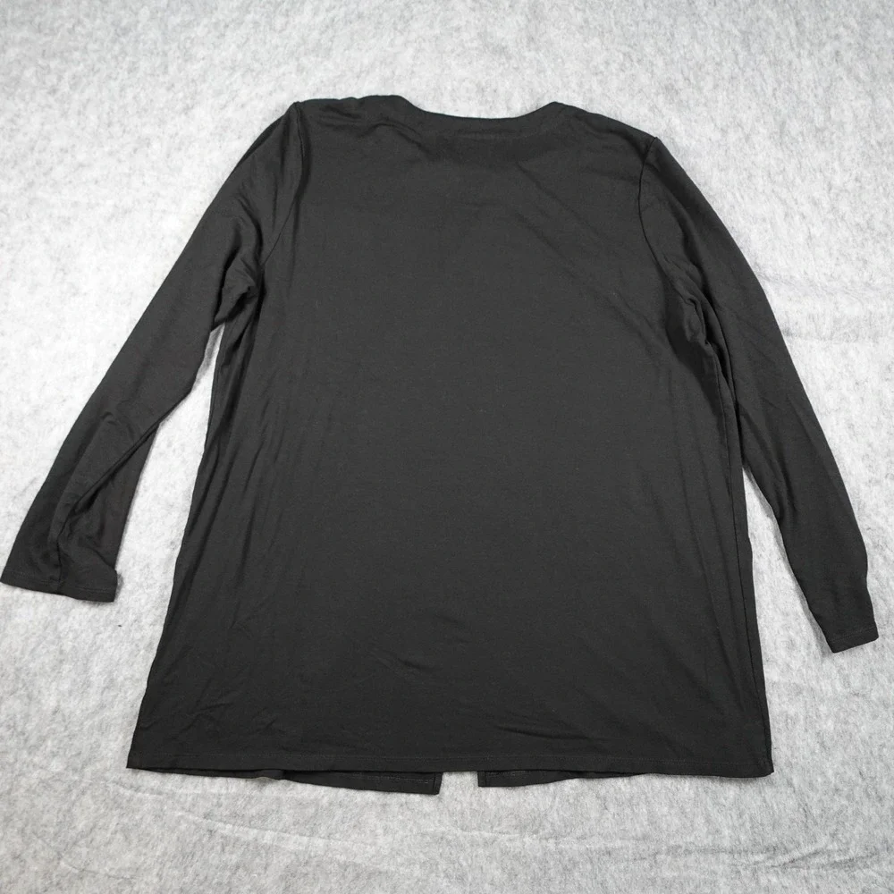J Jill Top Women Large Black Wearever Collection Knit Single Button Cardigan_7